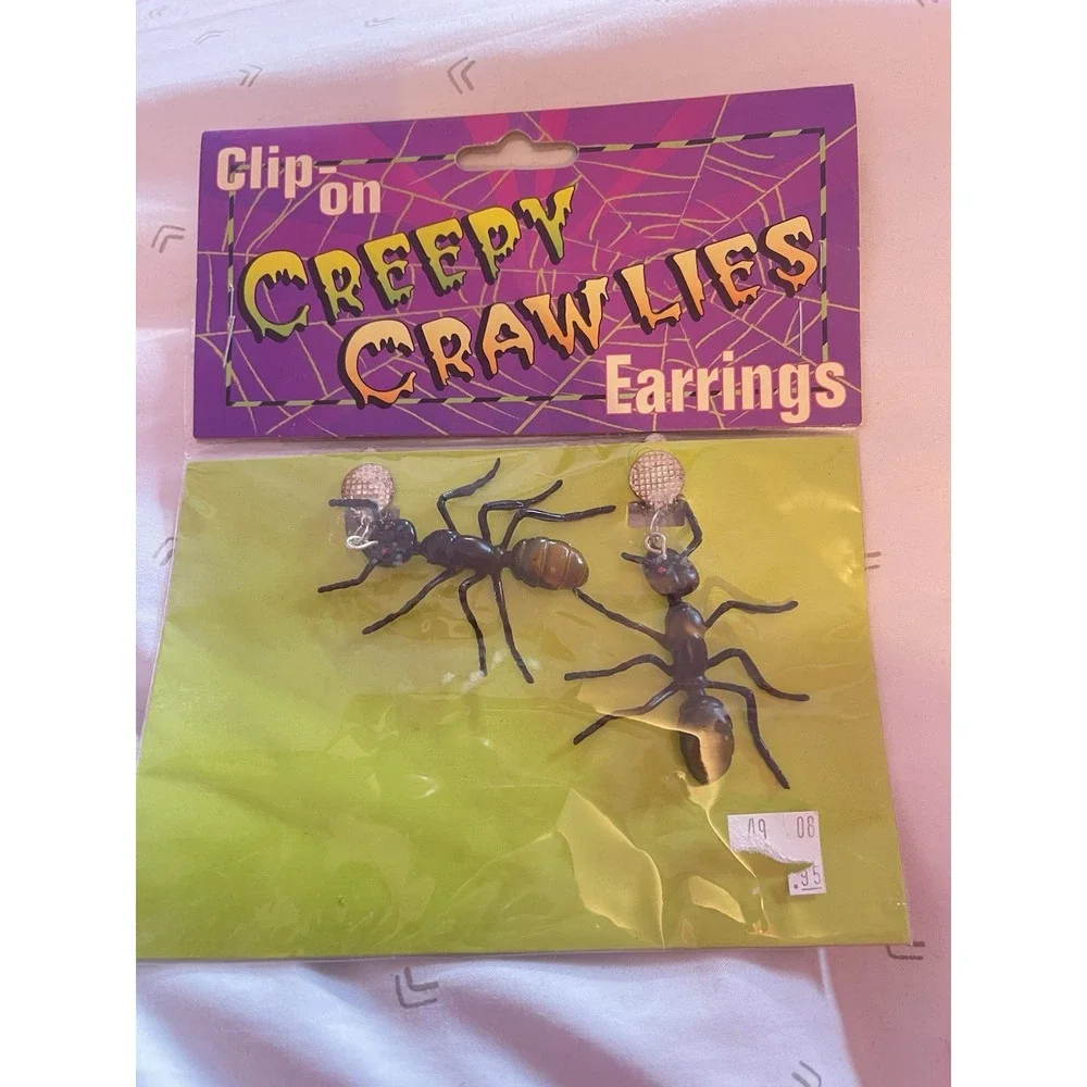 VINTAGE Clip On Creepy Crawlers Earrings 1950-1960'S
